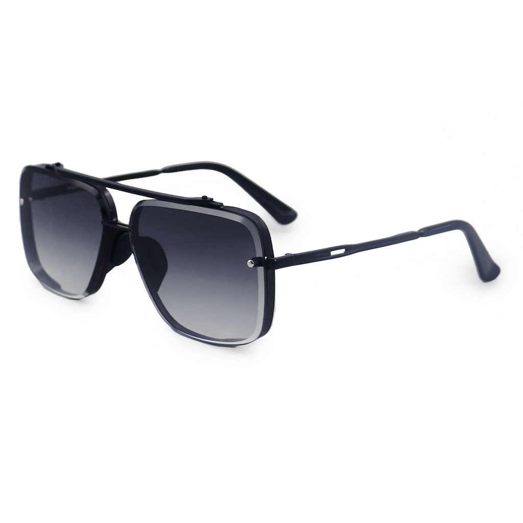 TopFoxx Bella Midnight Tangle-Free Oversized Square Aviator Sunglasses