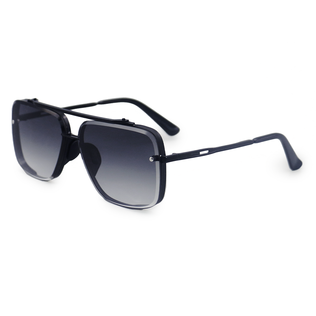 TopFoxx Bella Midnight Tangle-Free Oversized Square Aviator Sunglasses