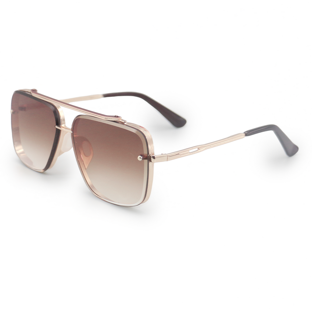 TopFoxx Smaller Bella Coffee Tangle-Free Oversized Square Aviator Sunglasses