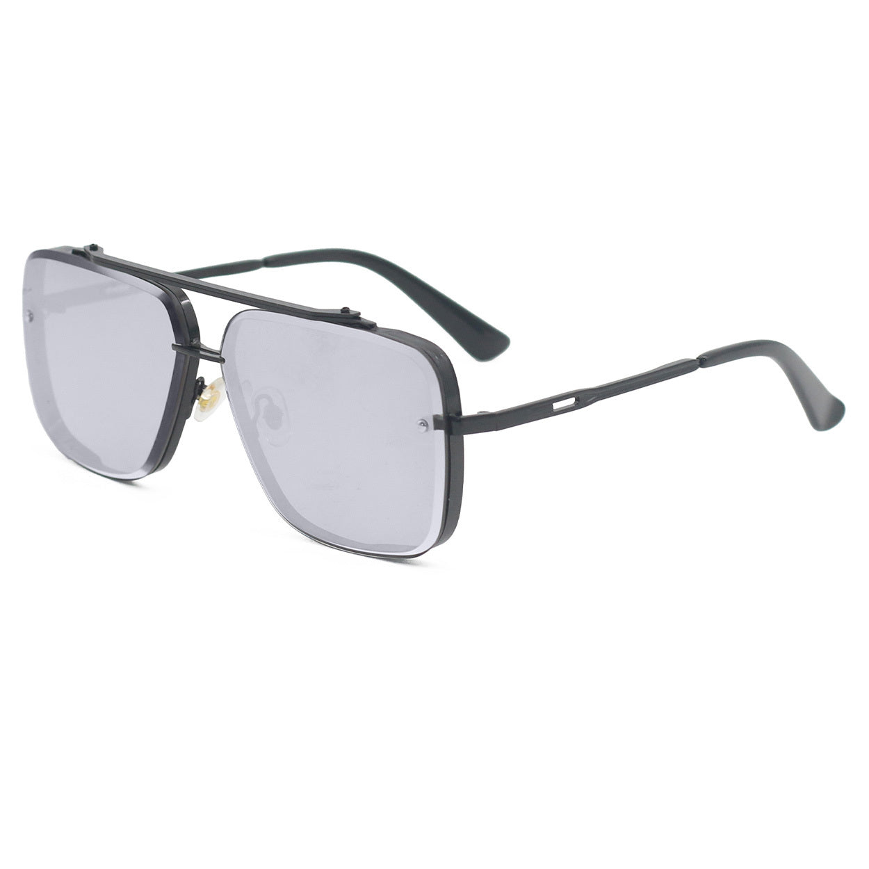 TopFoxx Bella Chrome Black Oversized Square Aviator Sunglasses