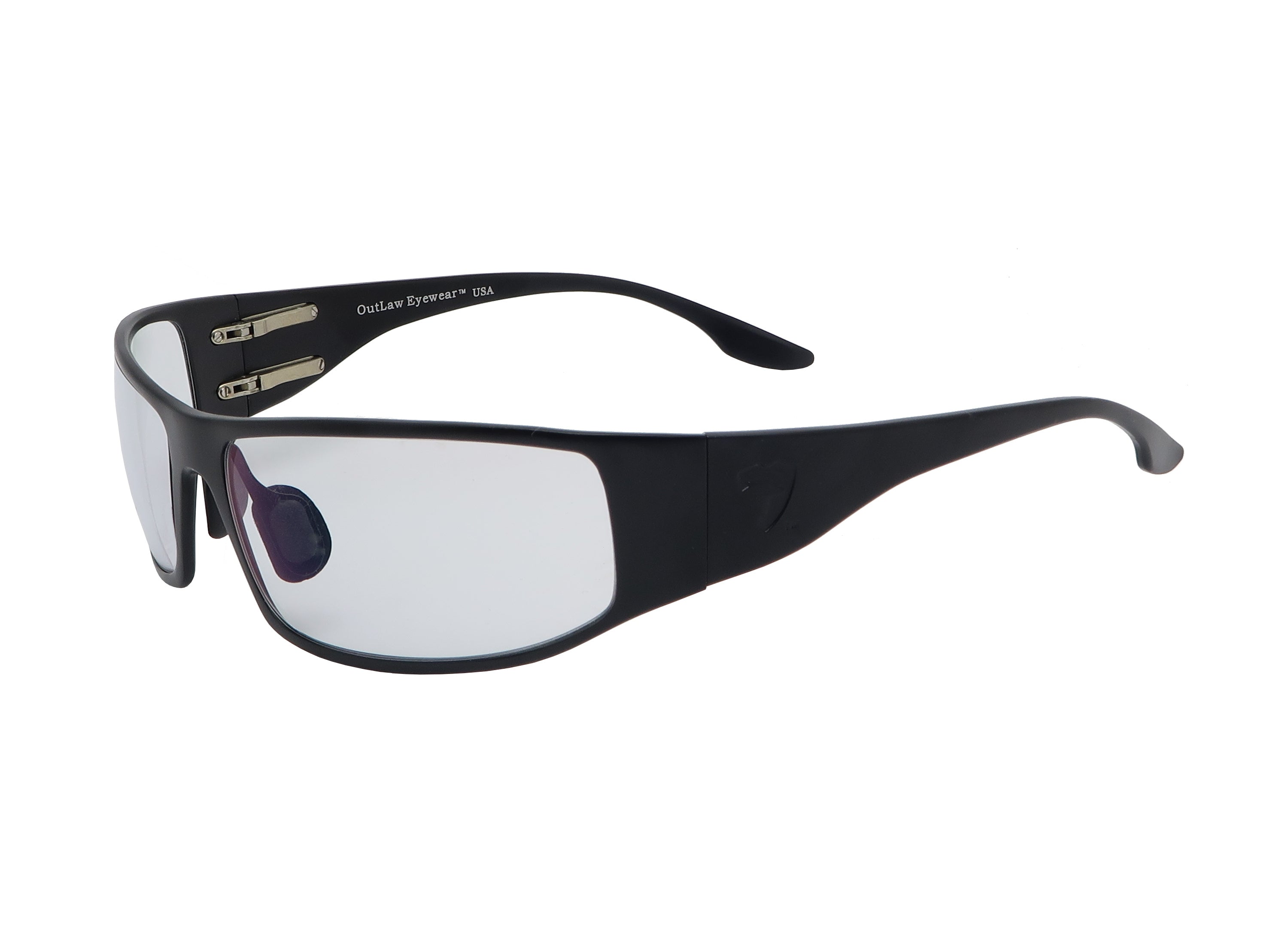 OutLaw Eyewear Fugitive TAC military polarized sunglasses with black frame and gray lenses, designed for rugged outdoor use.