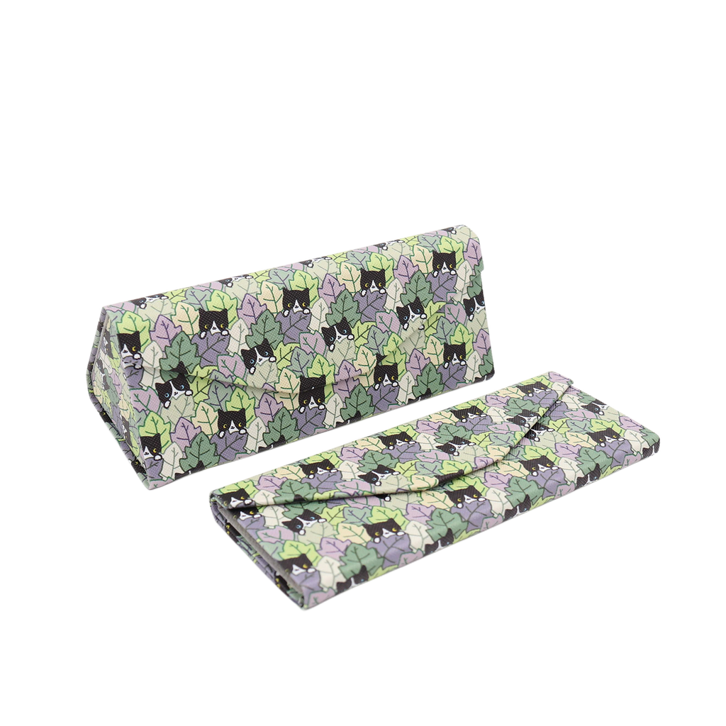 Cat Hide and Seek Print Vegan Leather Glasses Case