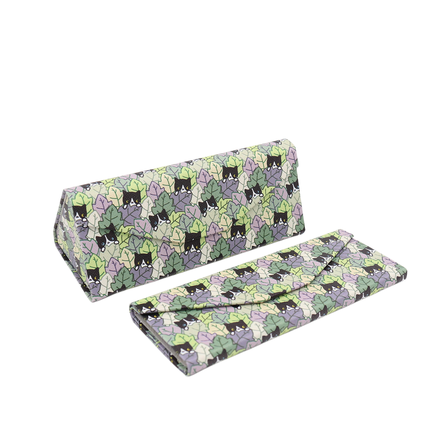 Cat Hide and Seek Print Vegan Leather Glasses Case