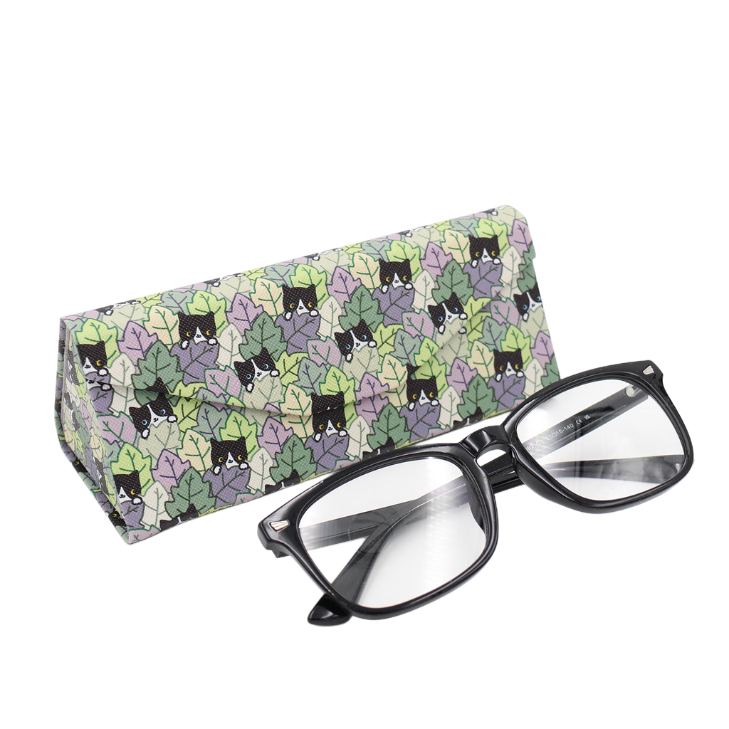 Cat Hide and Seek Print Vegan Leather Glasses Case