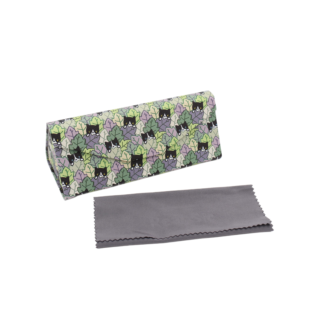 Cat Hide and Seek Print Vegan Leather Glasses Case