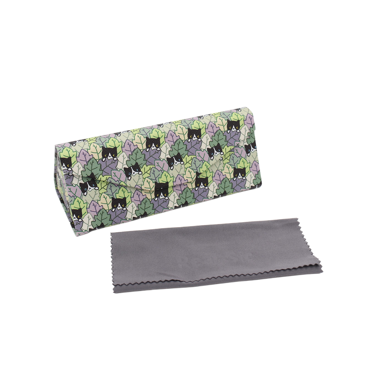 Cat Hide and Seek Print Vegan Leather Glasses Case