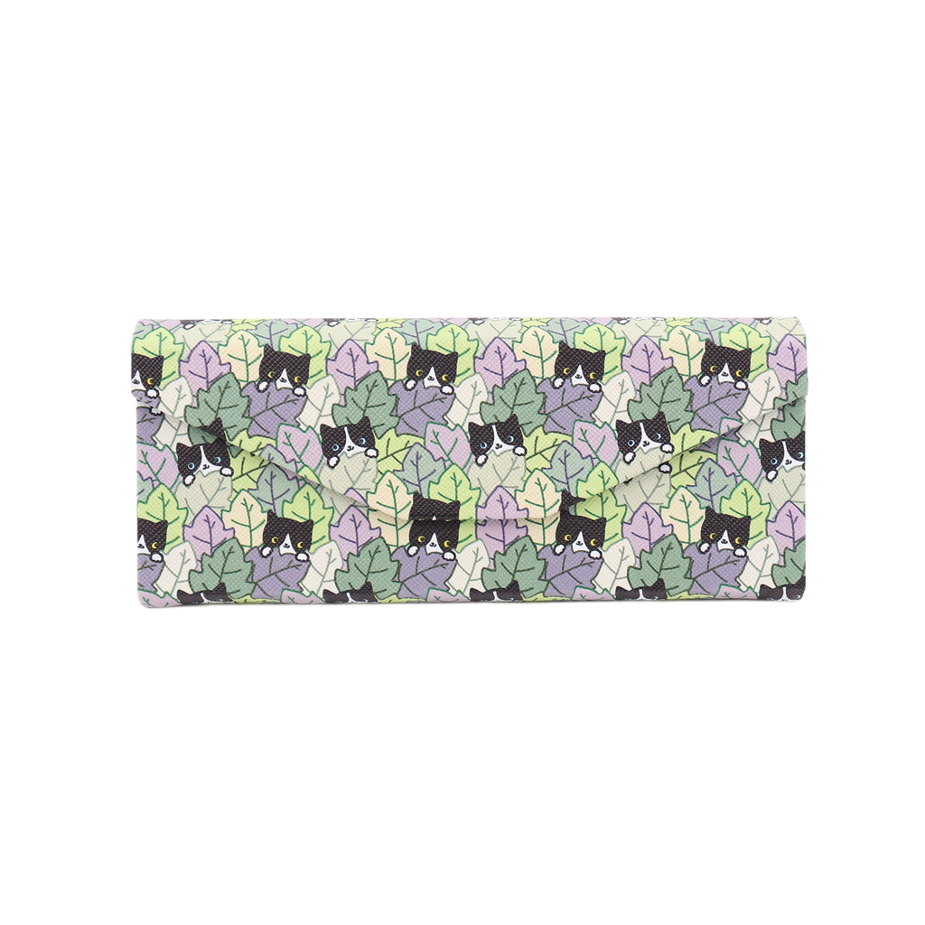 Cat Hide and Seek Print Vegan Leather Glasses Case