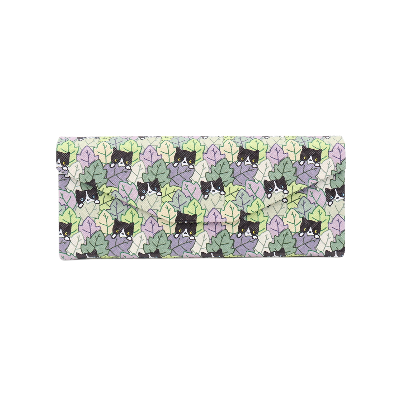 Cat Hide and Seek Print Vegan Leather Glasses Case