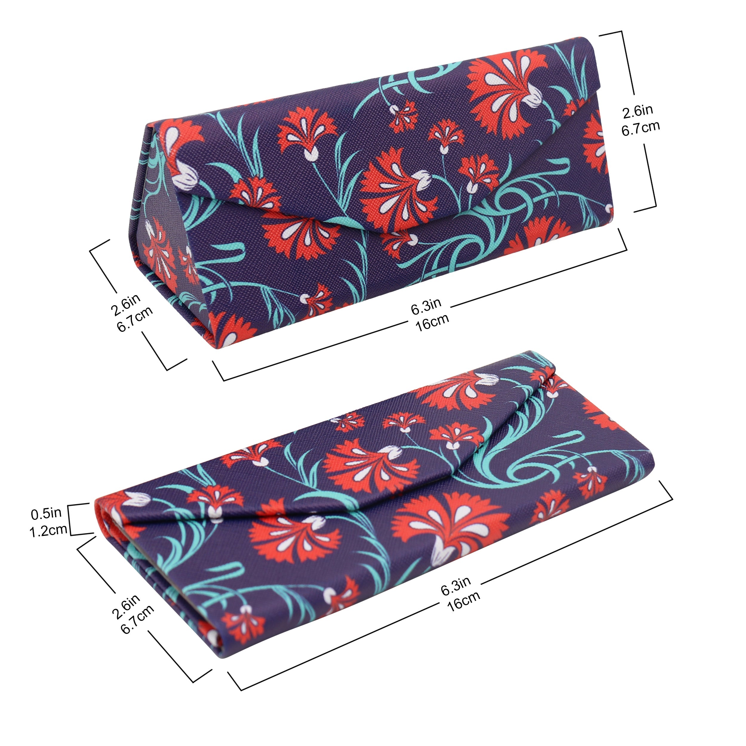 Carnation Floral Vegan Leather Glasses Case
