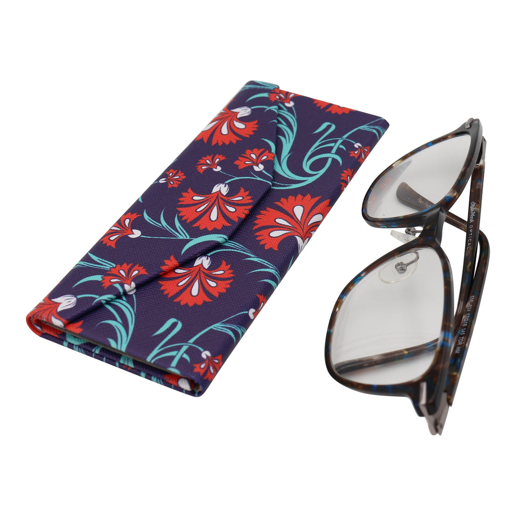 Carnation Floral Vegan Leather Glasses Case