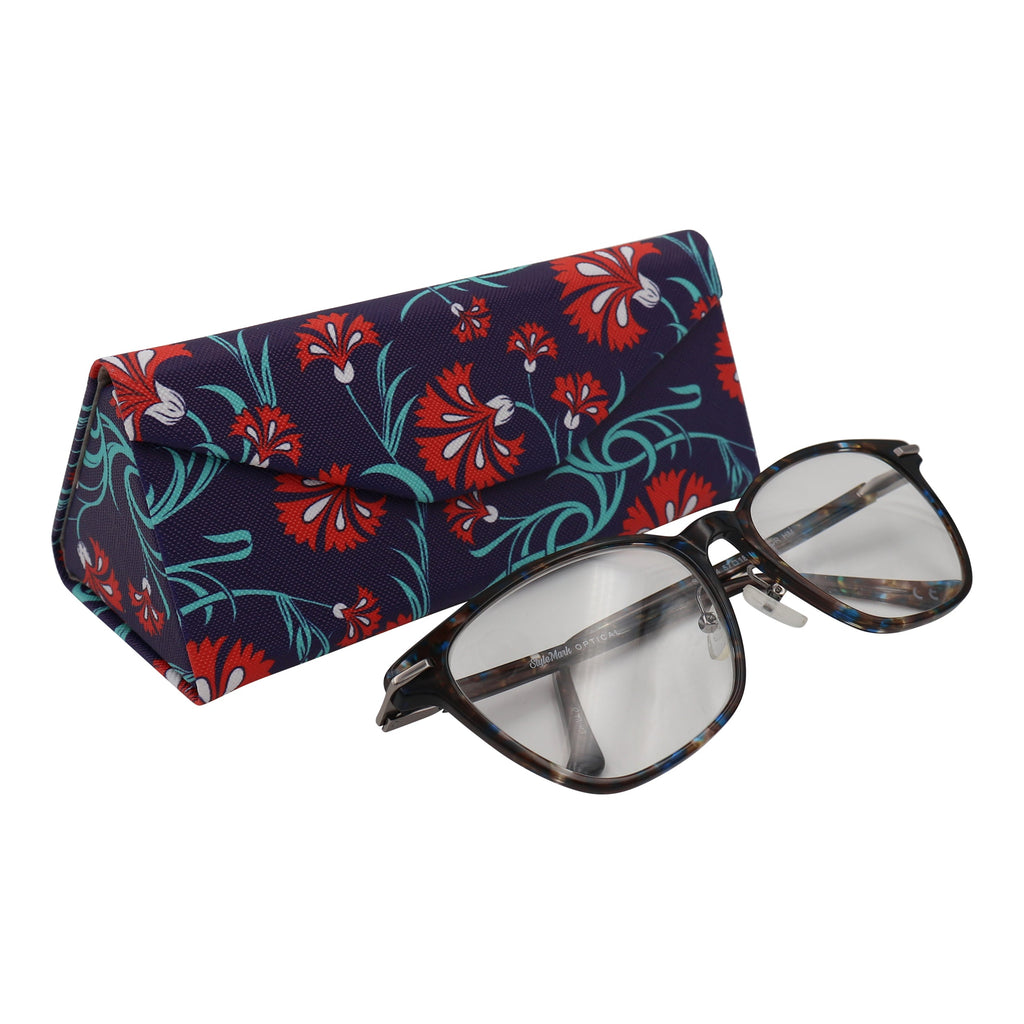 Carnation Floral Vegan Leather Glasses Case