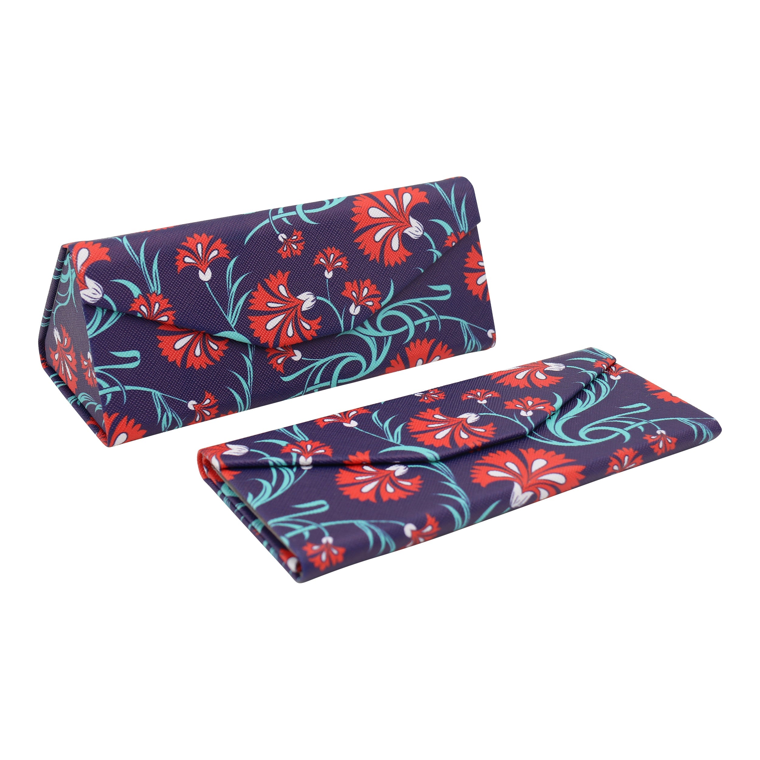 Carnation Floral Vegan Leather Glasses Case