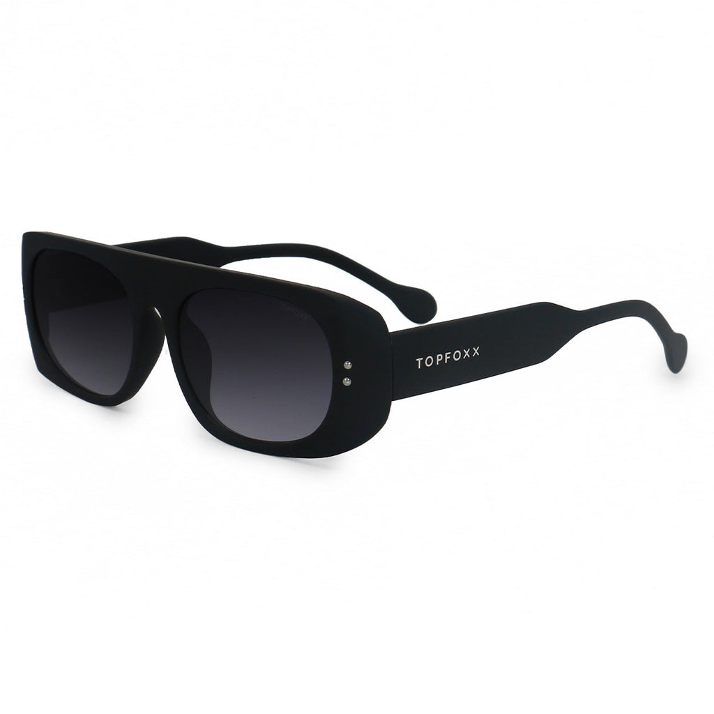 TopFoxx Claim It Black Rectangular Wrap Sunglasses