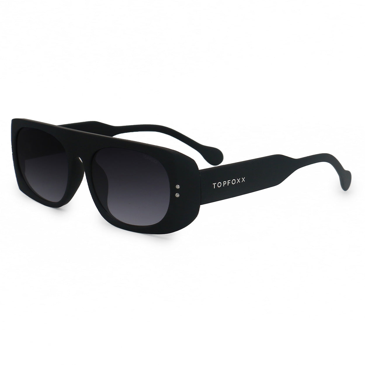 TopFoxx Claim It Black Rectangular Wrap Sunglasses