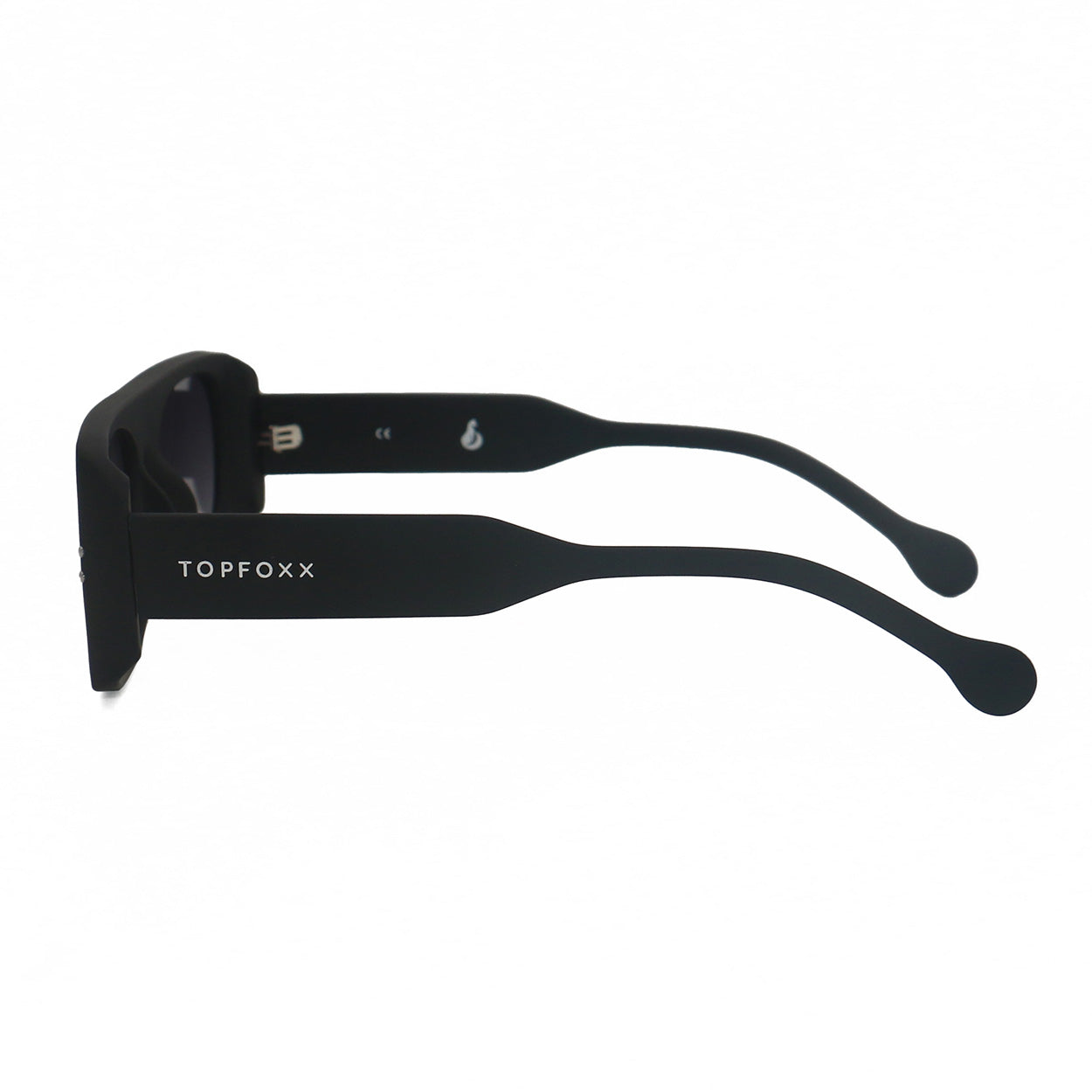 TopFoxx Claim It Black Rectangular Wrap Sunglasses