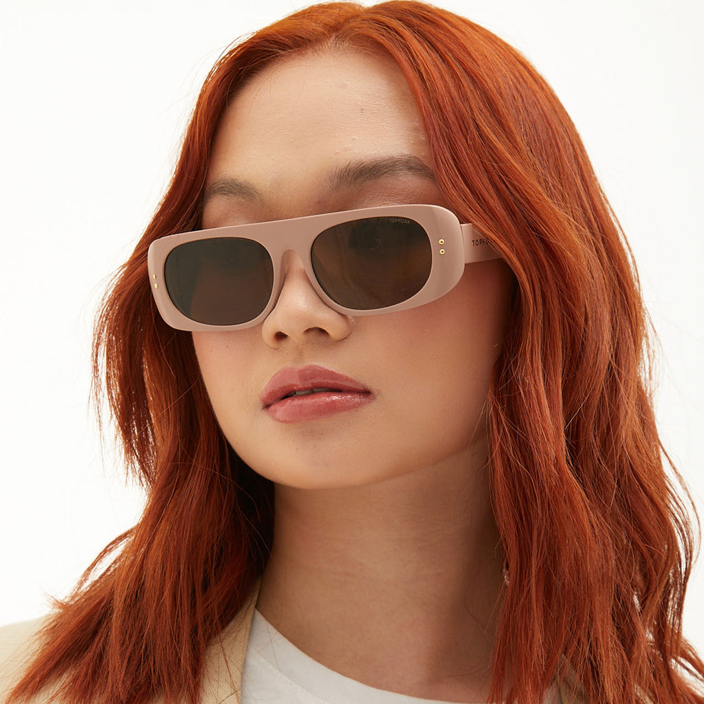 TopFoxx Claim It Pink Rectangular Wrap Sunglasses