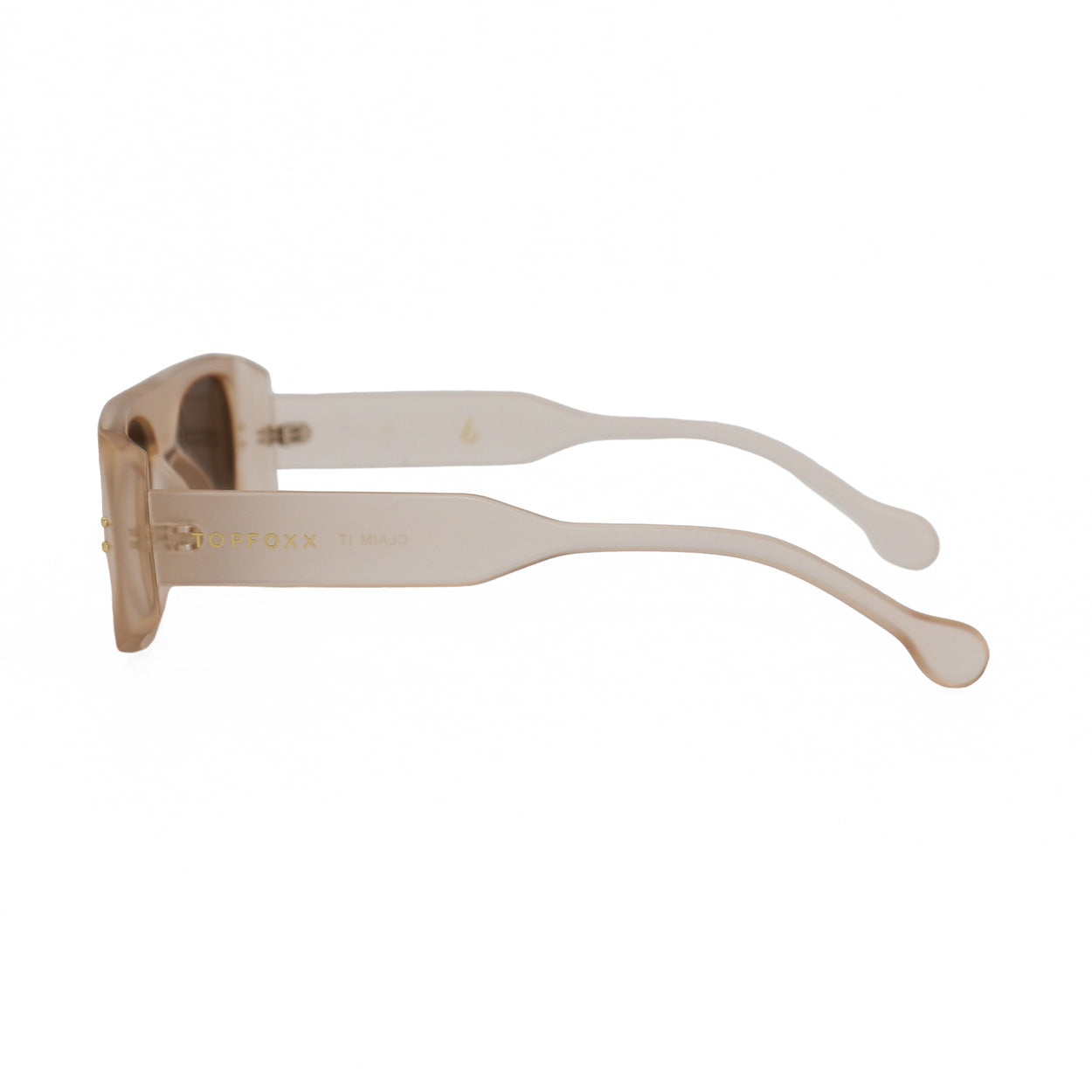 TopFoxx Claim It Clear Brown Rectangular Wrap Sunglasses