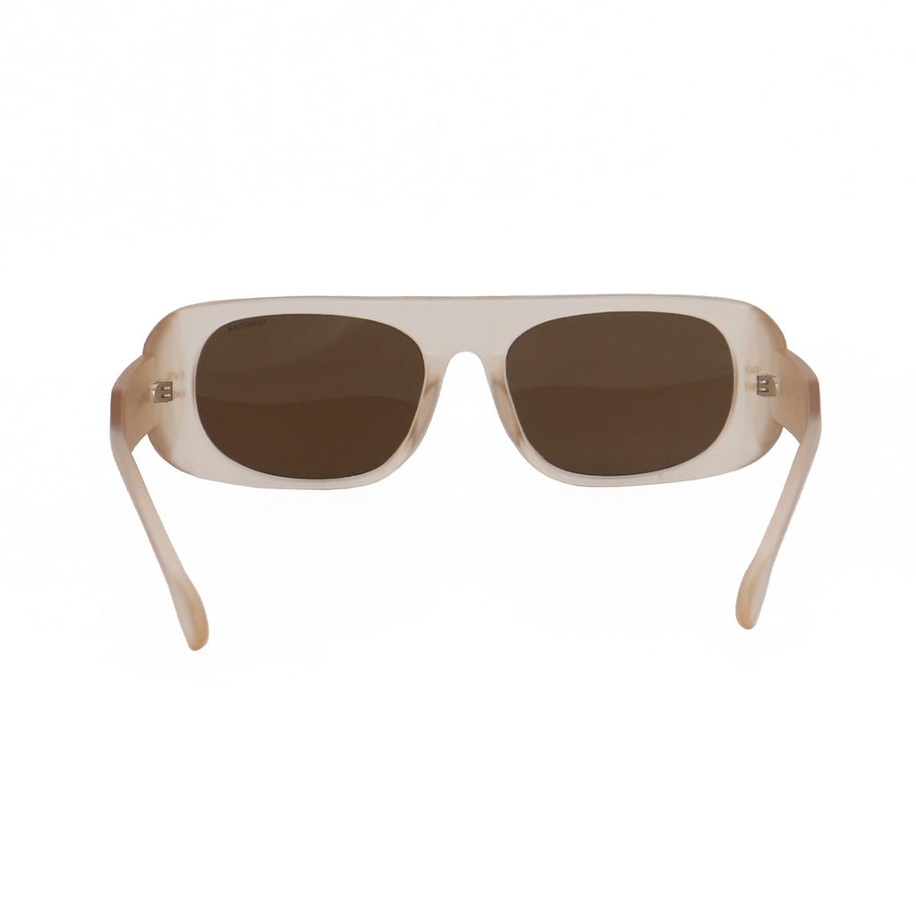 TopFoxx Claim It Clear Brown Rectangular Wrap Sunglasses