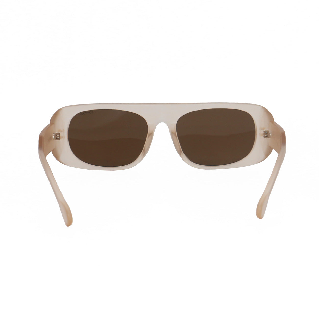 TopFoxx Claim It Clear Brown Rectangular Wrap Sunglasses
