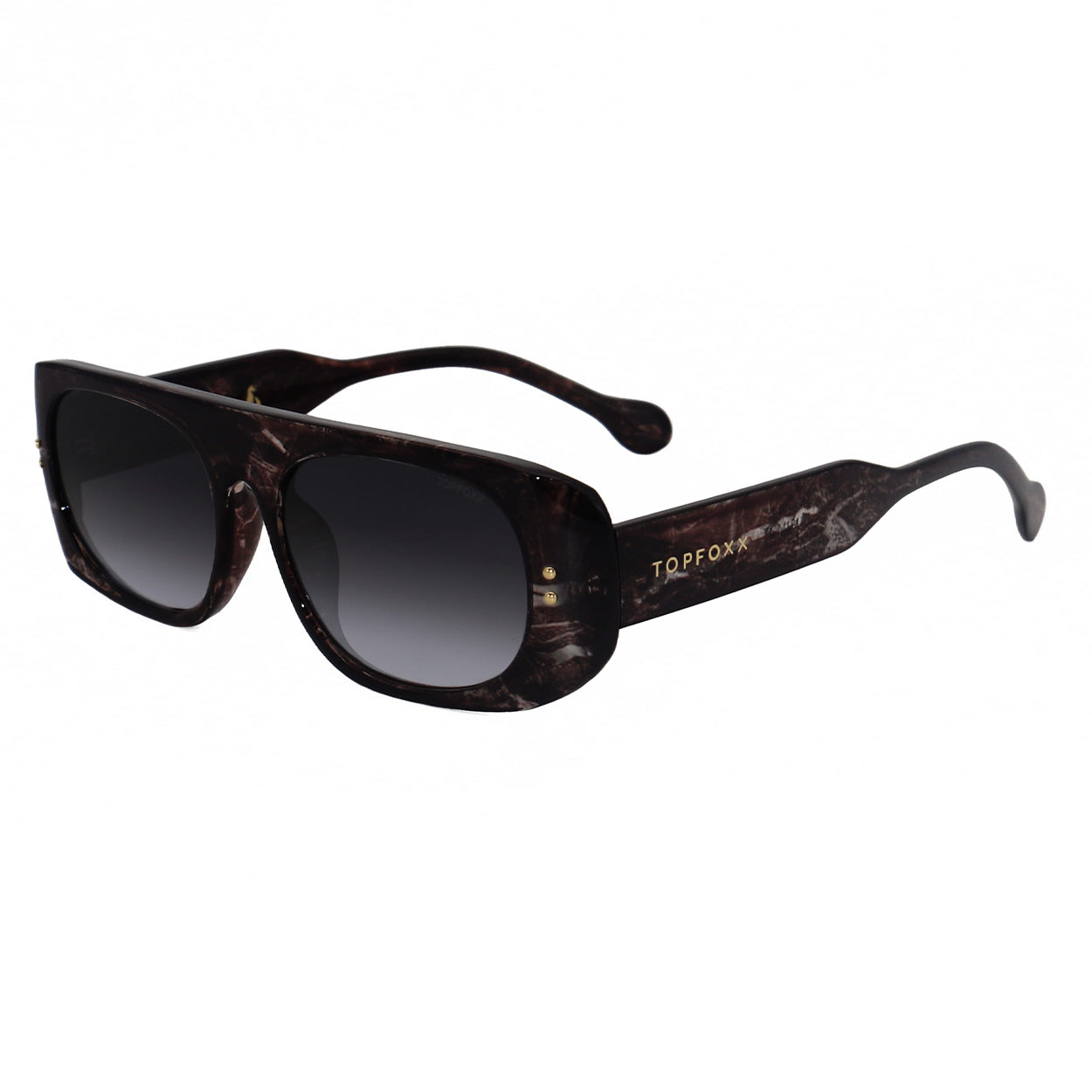 TopFoxx Claim It Black Tortoise Rectangular Wrap Sunglasses