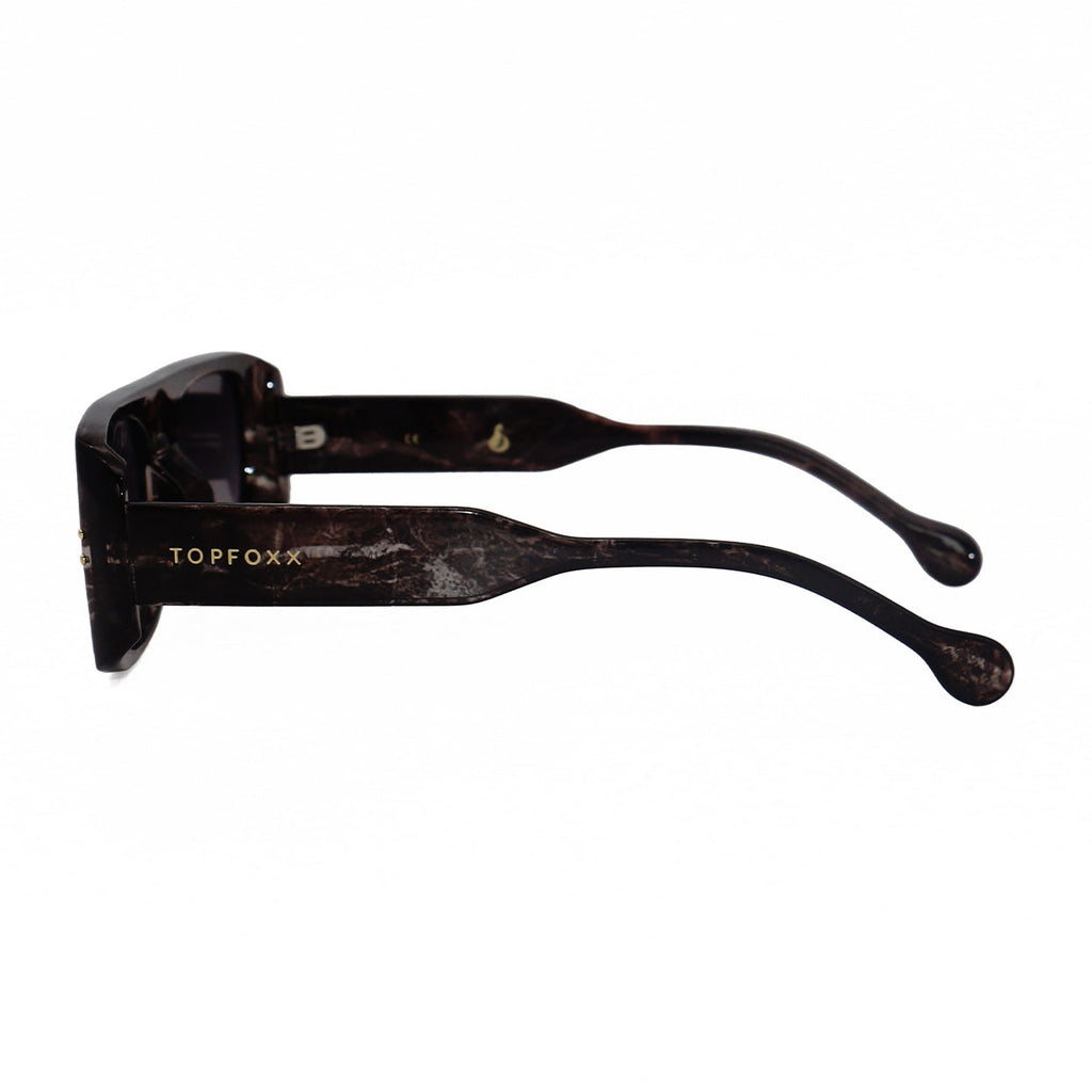 TopFoxx Claim It Black Tortoise Rectangular Wrap Sunglasses