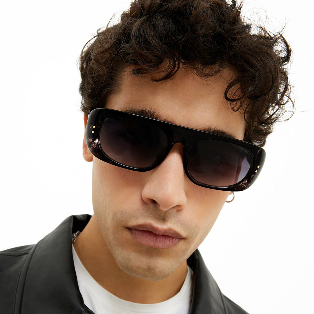 TopFoxx Claim It Black Tortoise Rectangular Wrap Sunglasses