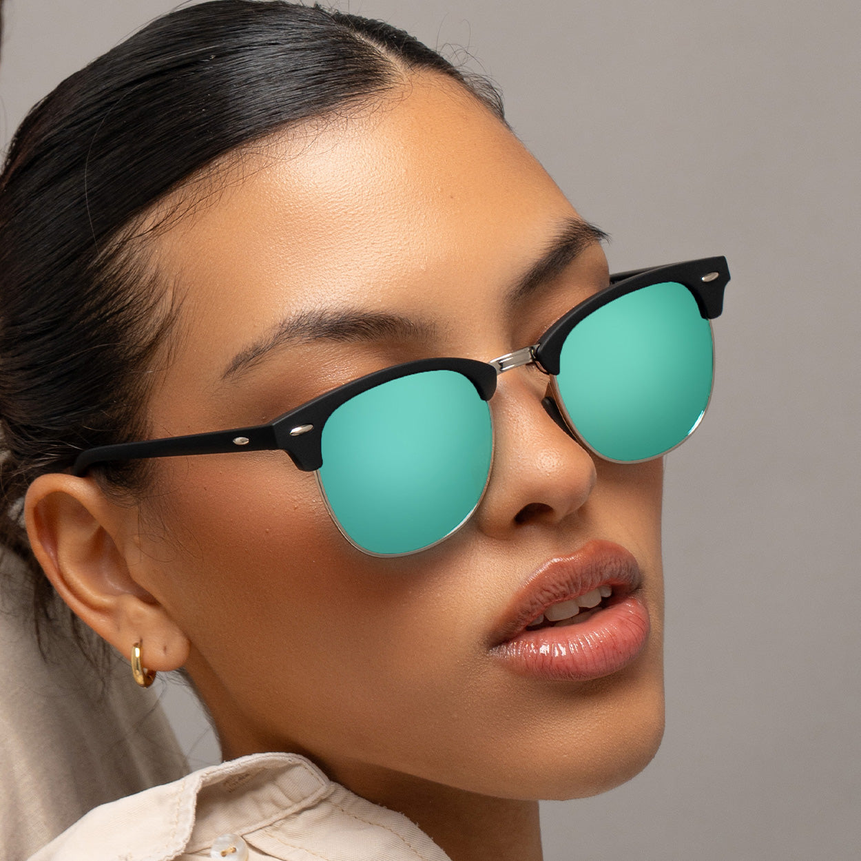Masters Black Clubmaster Sunglasses — Tangle-Free, UV400 Protection