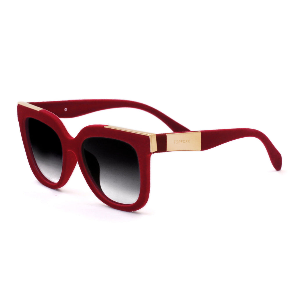 Coco Red Velvet Wayfarer Sunglasses — Bold Frames, UV400 Protection