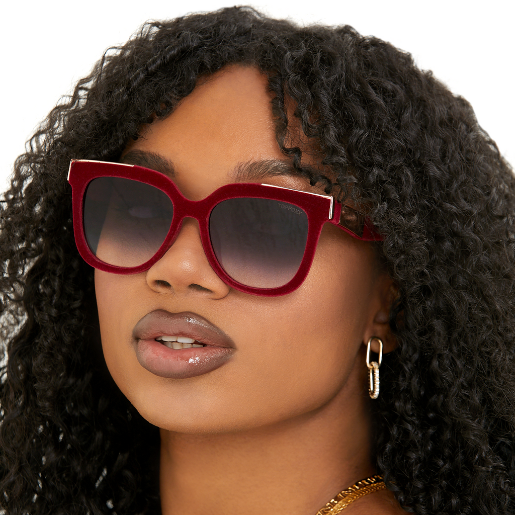 Coco Red Velvet Wayfarer Sunglasses — Bold Frames, UV400 Protection