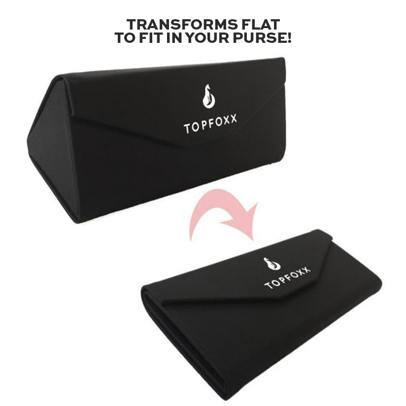 TopFoxx Black Foldable Sunglasses Case — Matte Finish, Velvet Interior