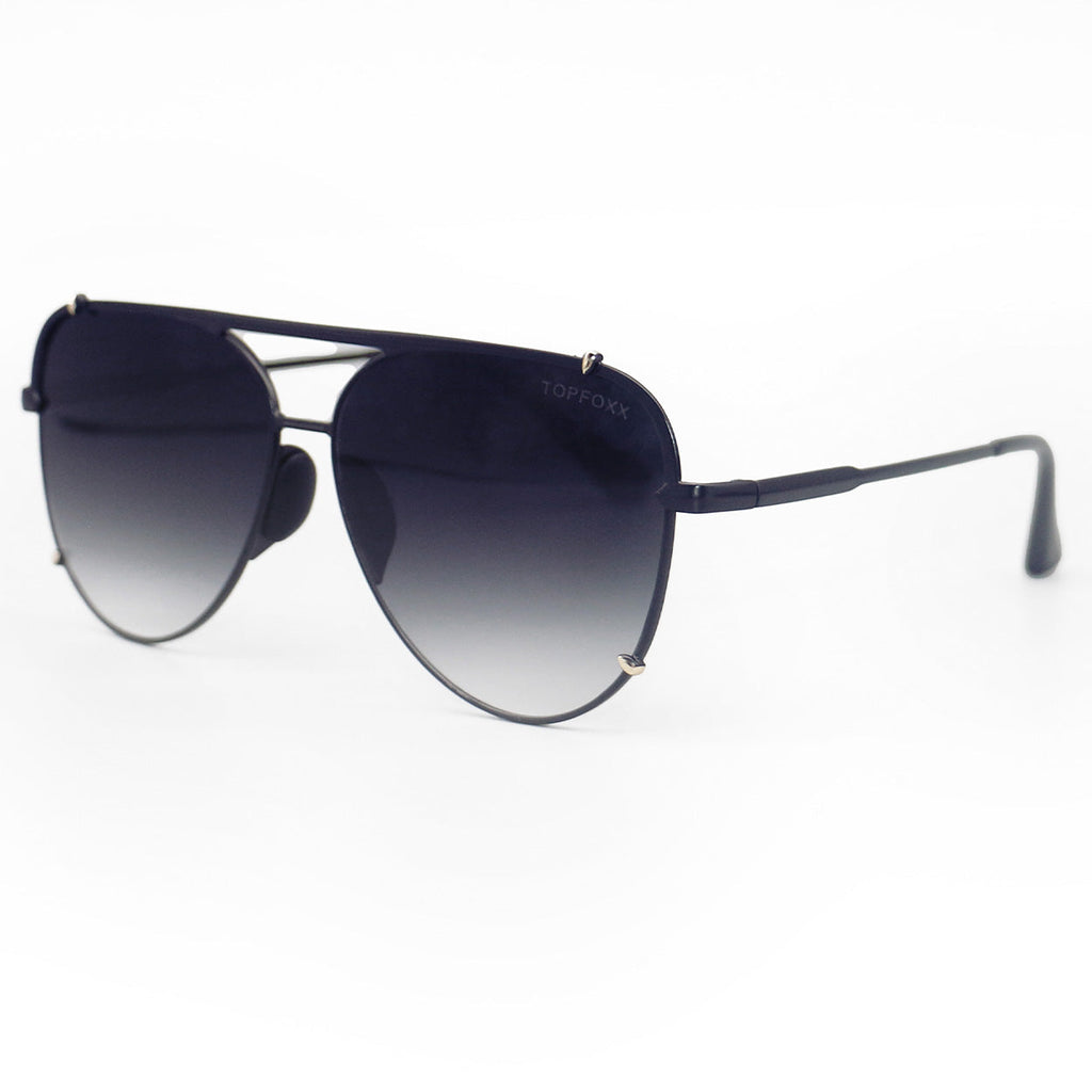 TopFoxx Cristina Faded Black & Gold Tangle-Free Aviator Sunglasses