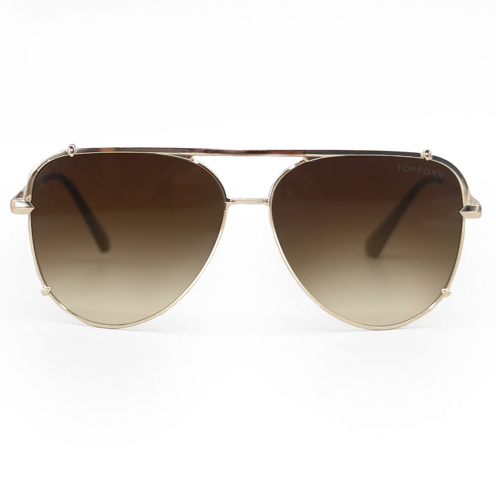 TopFoxx Cristina Faded Brown Tangle-Free Aviator Sunglasses