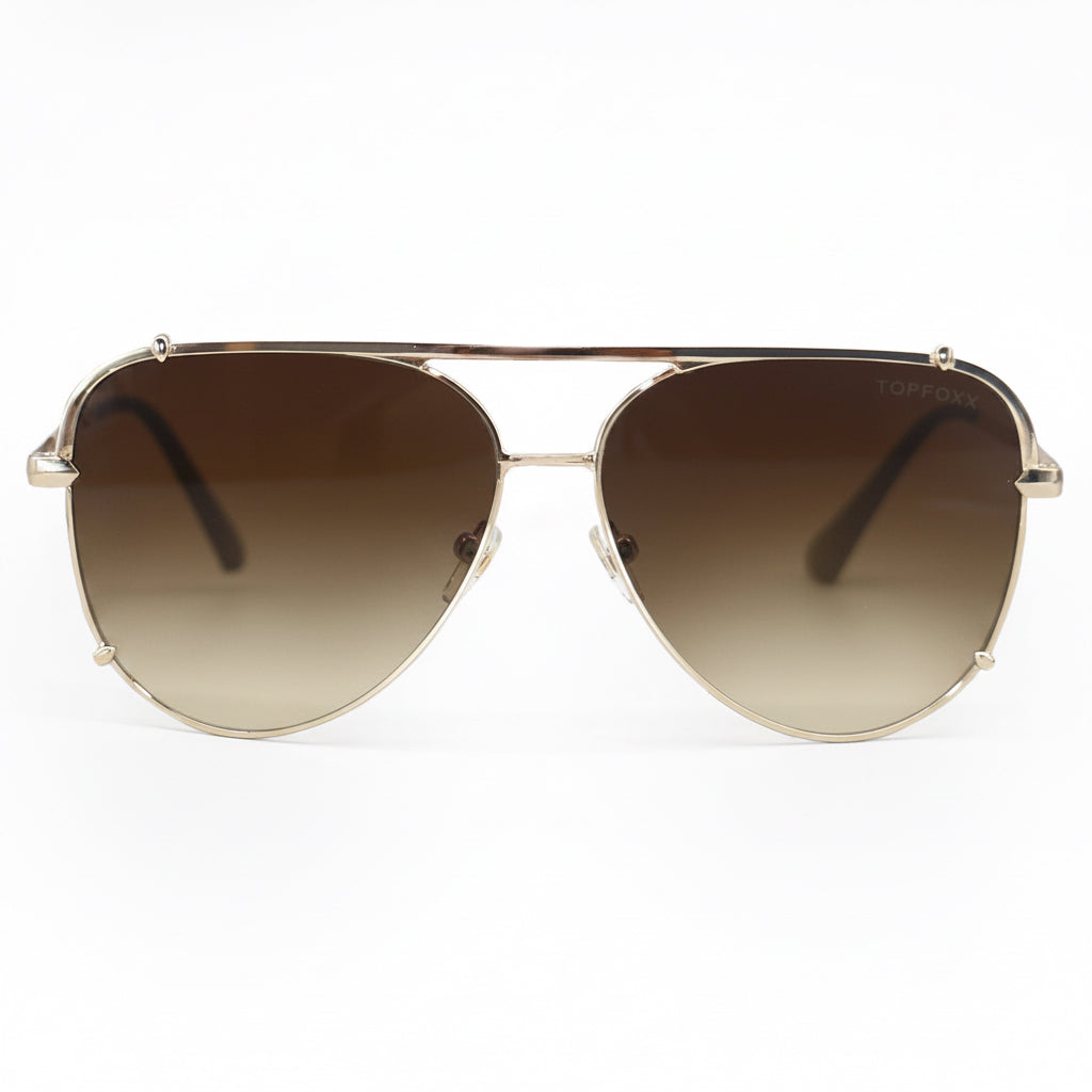 TopFoxx Cristina Faded Brown Tangle-Free Aviator Sunglasses