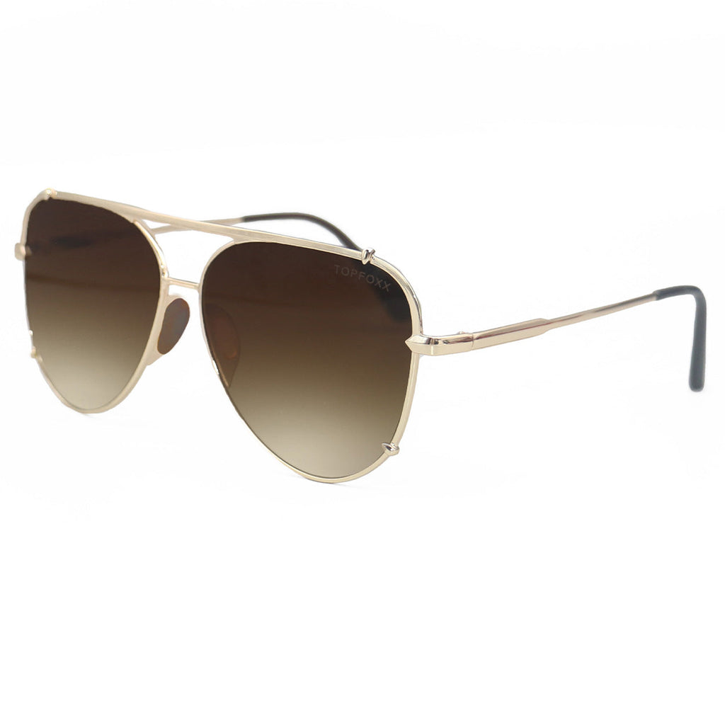 TopFoxx Cristina Faded Brown Tangle-Free Aviator Sunglasses