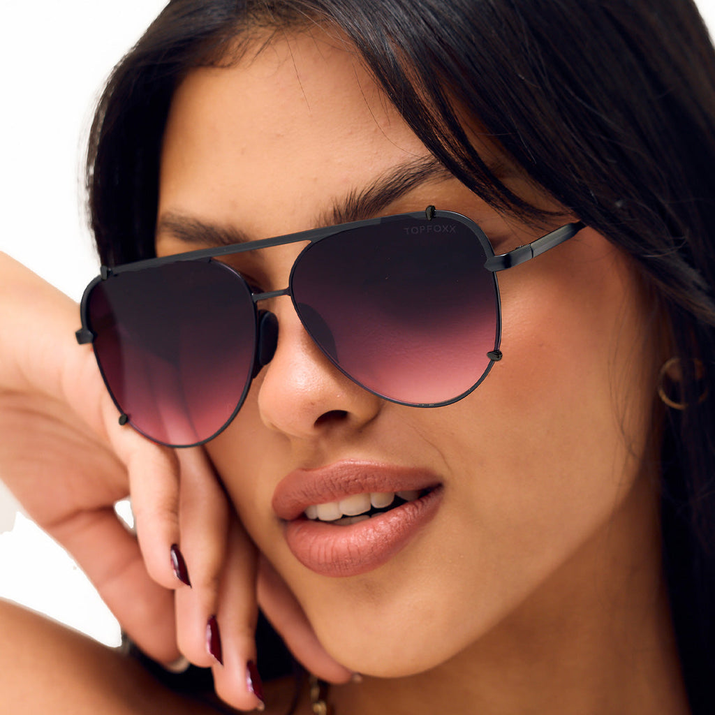 TopFoxx Cristina Faded Purple & Pink Tangle-Free Aviator Sunglasses