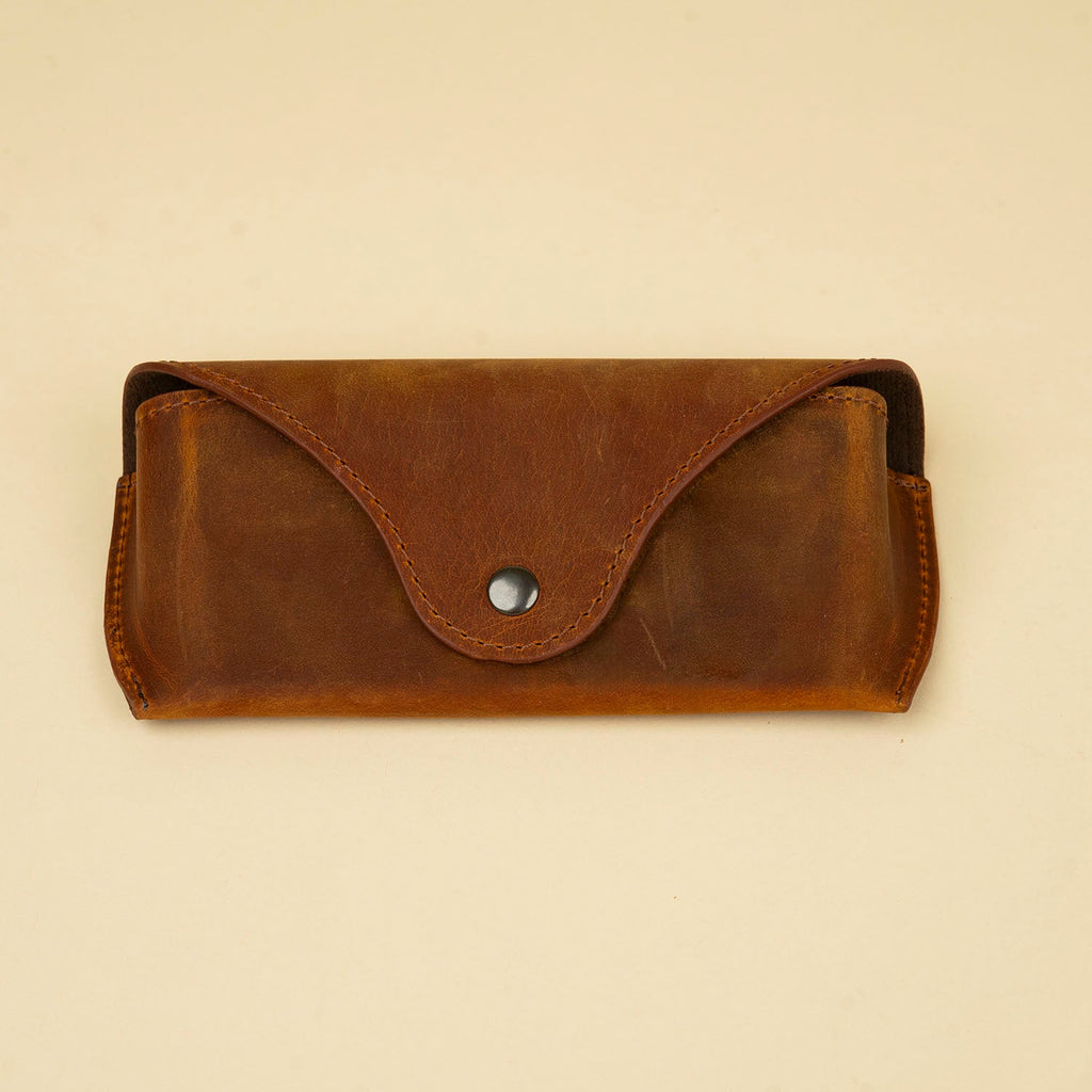 Dark Brown Leather Sunglasses Case