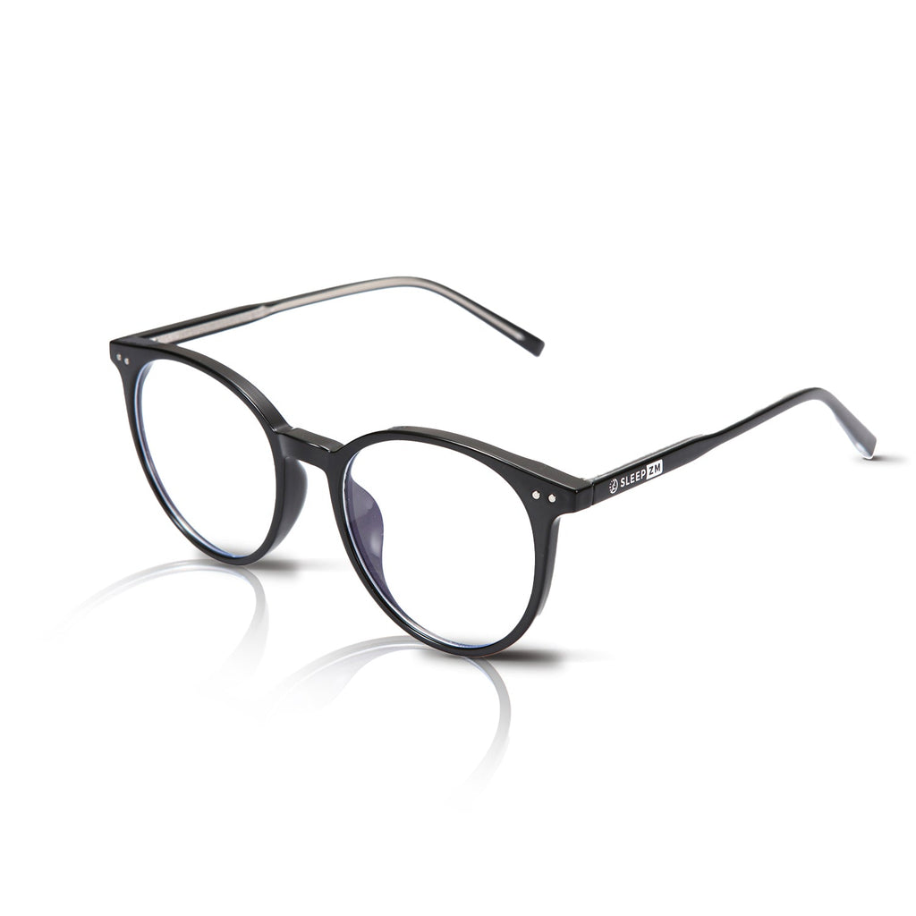 Black Daytime Oracle Blue Light Computer Glasses by Sleep ZM, designed to reduce eye strain from screen exposure.