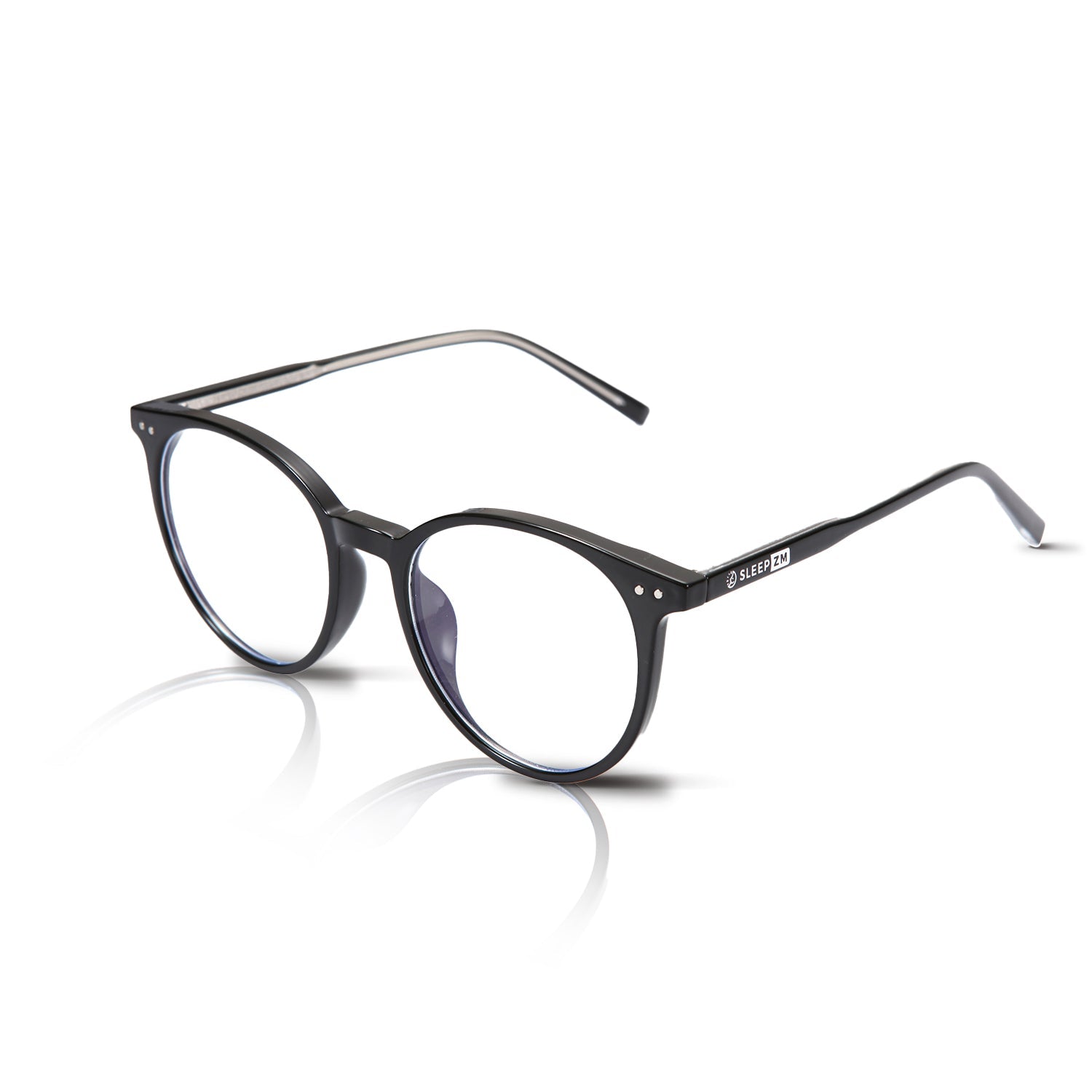 Black Daytime Oracle Blue Light Computer Glasses by Sleep ZM, designed to reduce eye strain from screen exposure.
