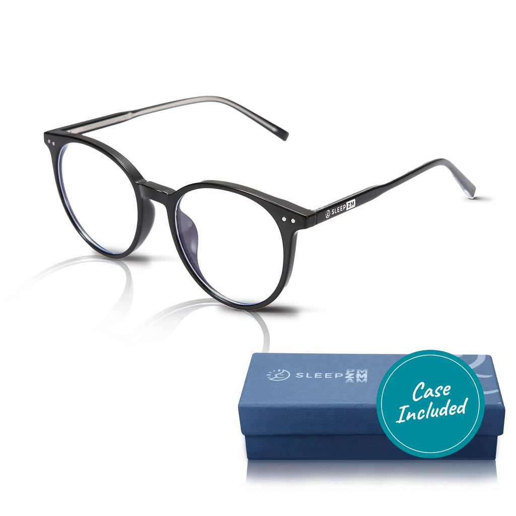 Black Daytime Oracle Blue Light Computer Glasses by Sleep ZM, designed to reduce screen eye strain and enhance daytime focus.