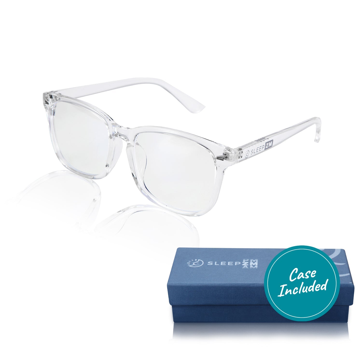 Blue Light Glasses by Sleep ZM, daytime Wayfarer style, crystal-clear lenses for computer use, stylish blue light protection eyewear.