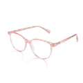 Pink Warrior Daytime Wayfarer Blue Light Glasses by Sleep ZM, stylish blue light glasses with pink frames for computer use.