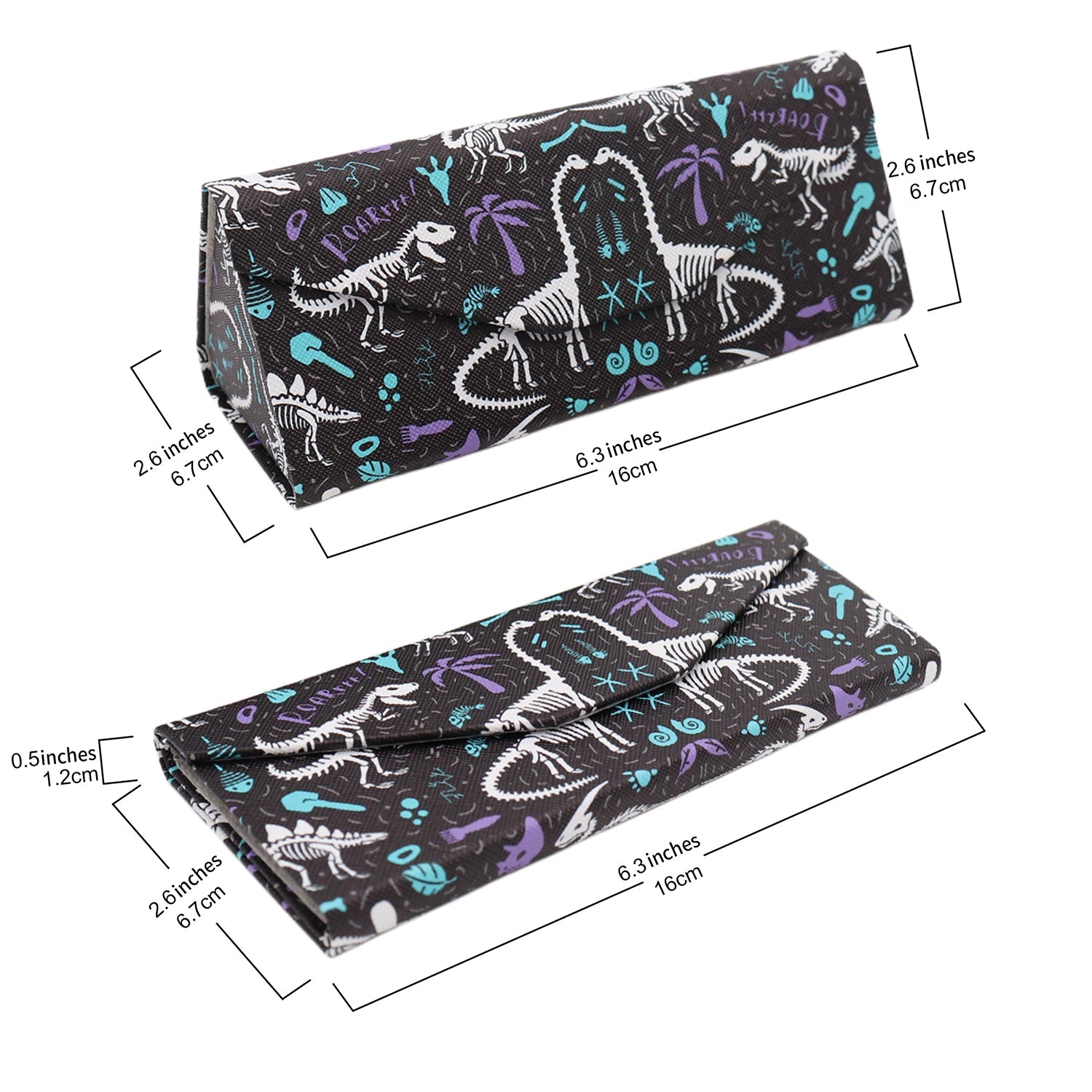 Dinosaur Fossils Print Vegan Leather Glasses Case
