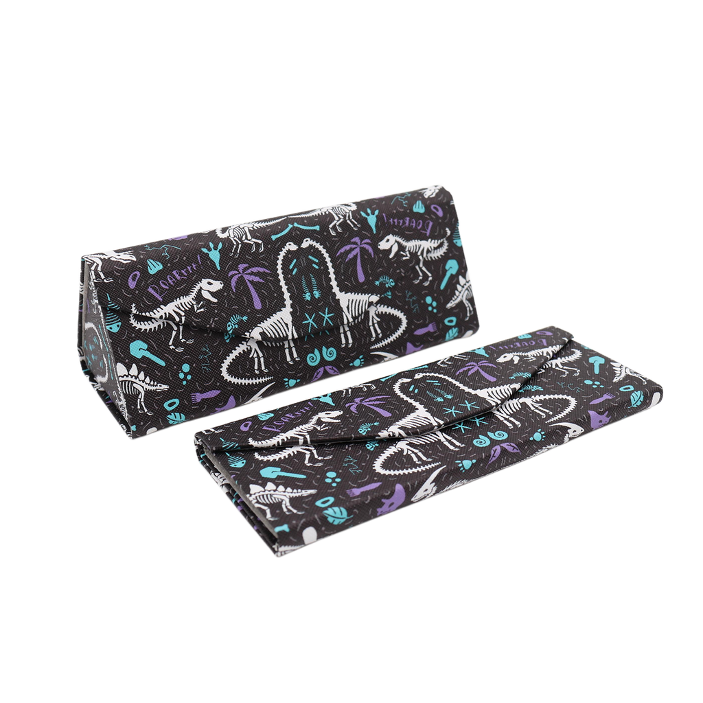 Dinosaur Fossils Print Vegan Leather Glasses Case