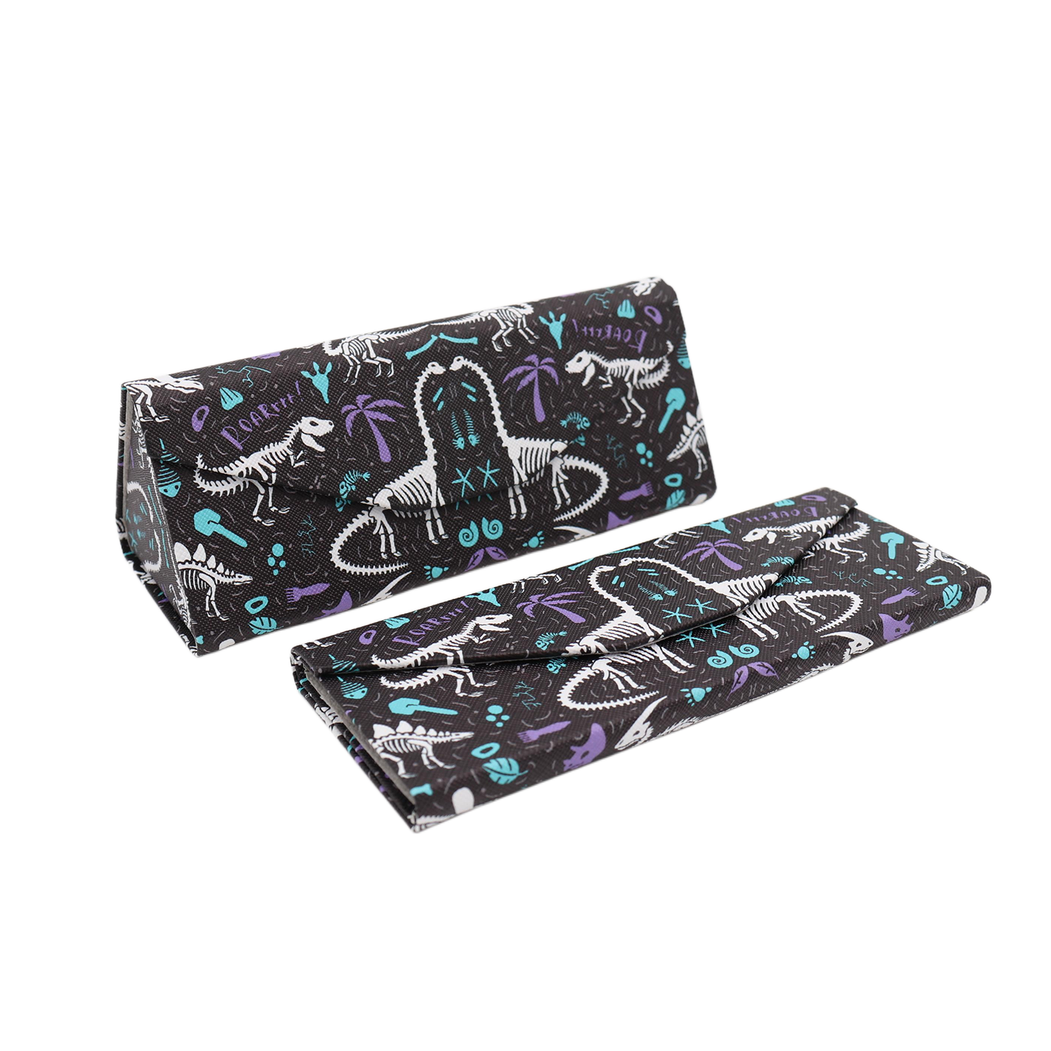 Dinosaur Fossils Print Vegan Leather Glasses Case