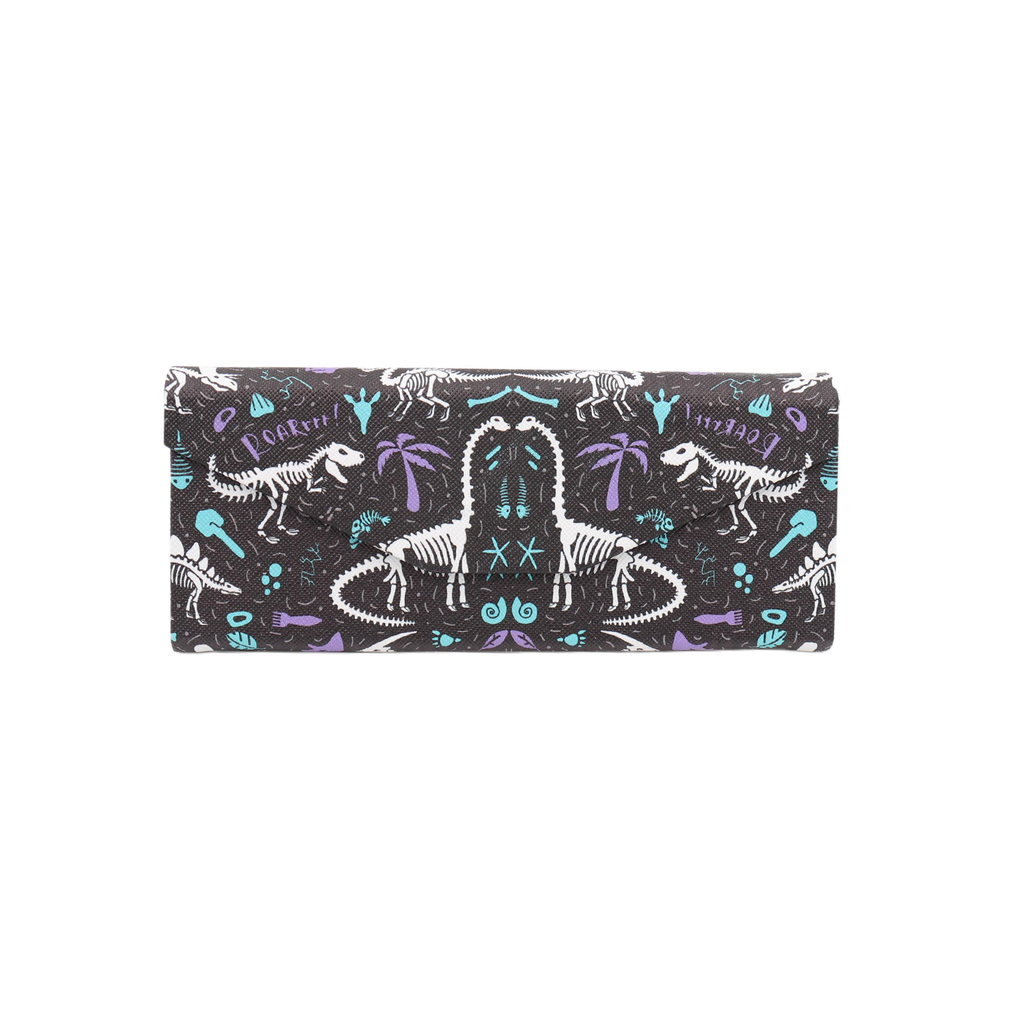 Dinosaur Fossils Print Vegan Leather Glasses Case