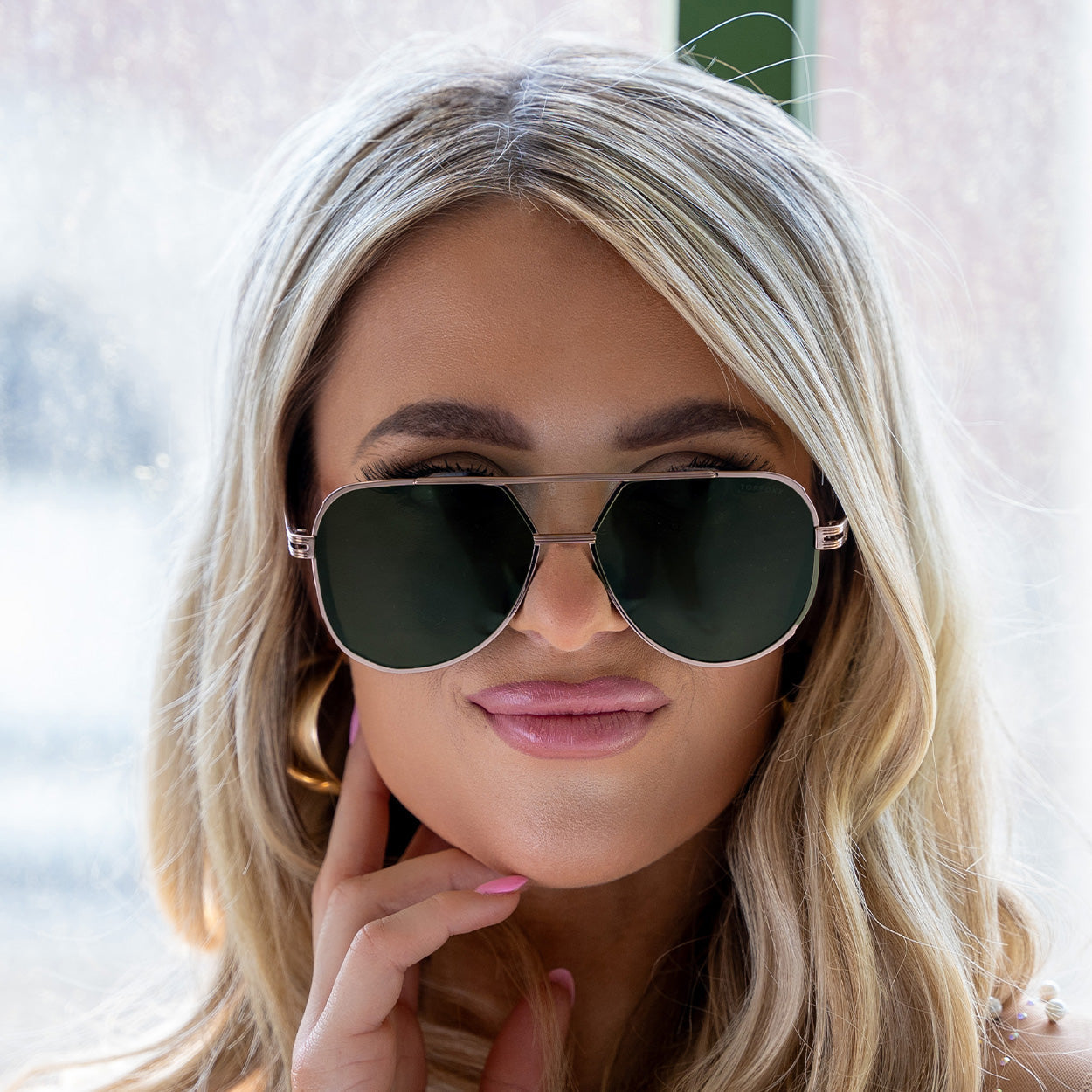 TopFoxx Untangled x Emily Olive Tangle-Free Aviator Sunglasses