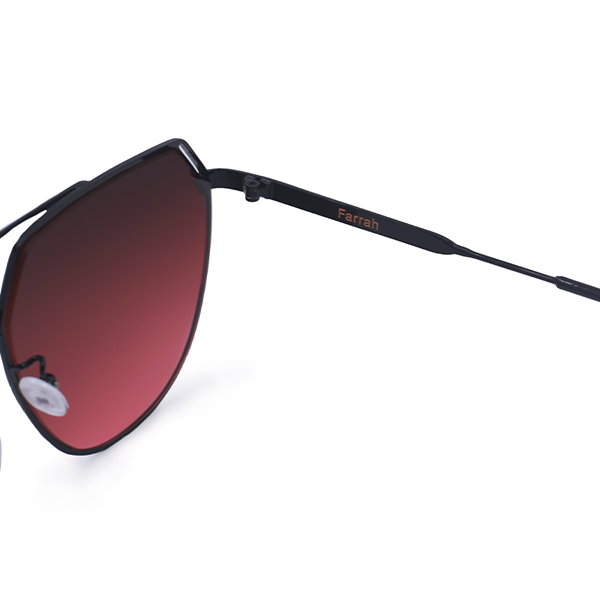 TopFoxx Farrah Black Frame Ruby Lens Square Aviator Sunglasses