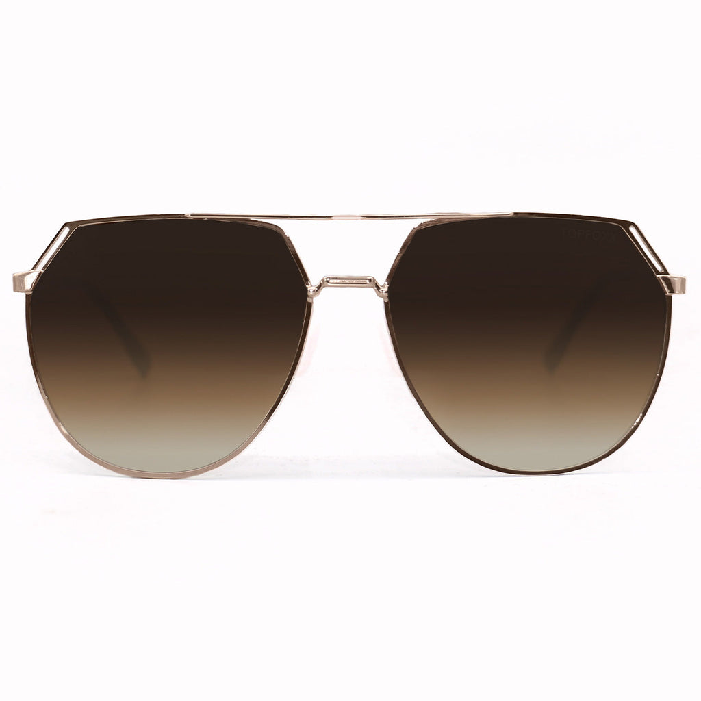 TopFoxx Farrah Brown Tangle-Free Square Aviator Sunglasses