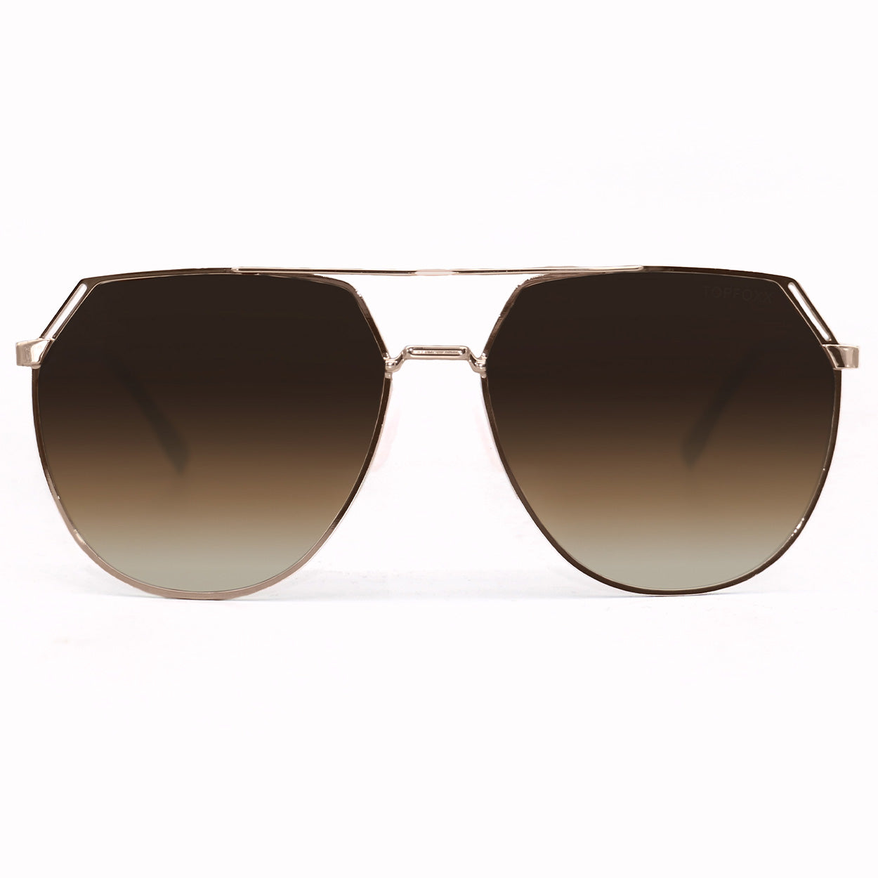 TopFoxx Farrah Brown Tangle-Free Square Aviator Sunglasses