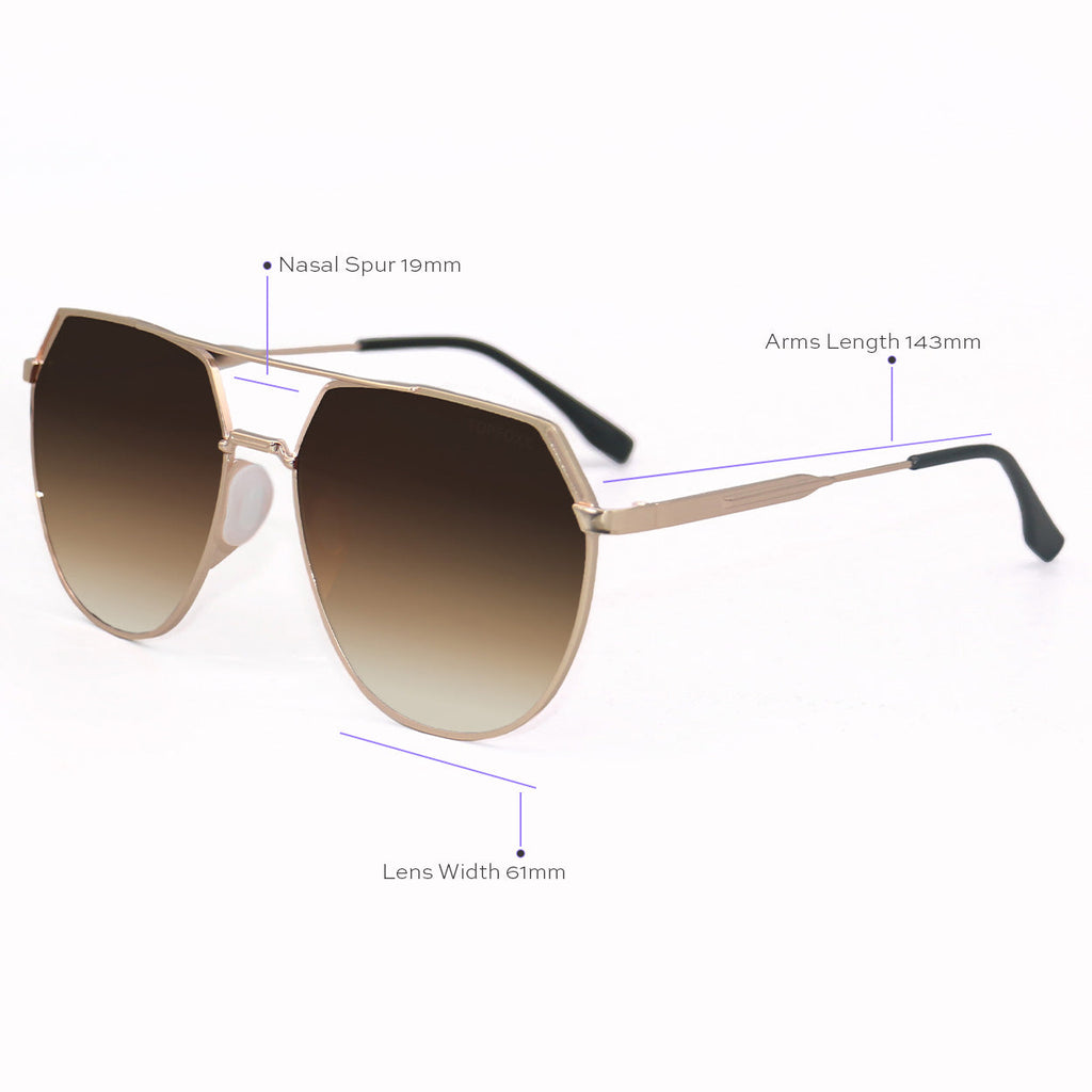 TopFoxx Farrah Brown Tangle-Free Square Aviator Sunglasses